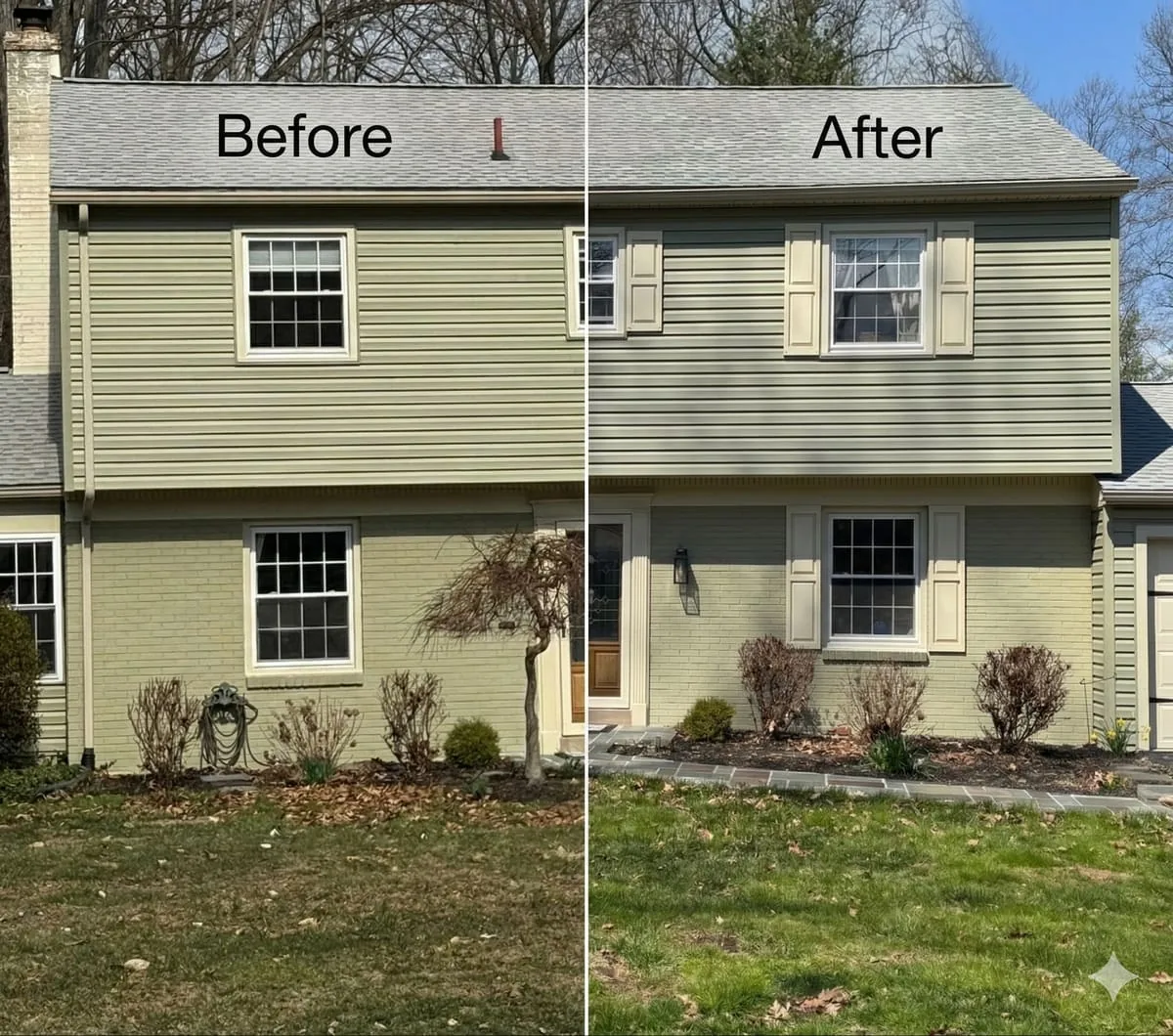 Before and after images of new shutter installation